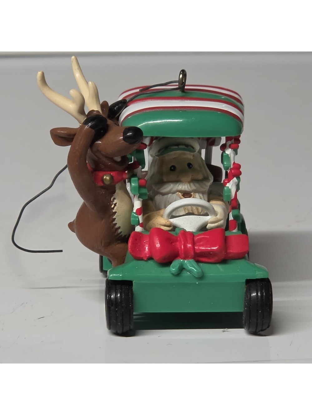 NOMA Ornament Vintage Santa Driving Golf Cart with Reindeer 1995